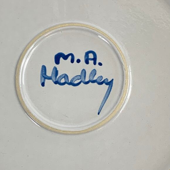 MA Hadley Pottery Farmer Rake Country Dinner Plate 11" Cottagecore Vtg Folk Art - Picture 5 of 5